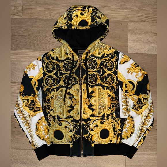 Versace Tribute 1992 Baroque Print Multicolor Full Zip Hoodie - Picture 1 of 13